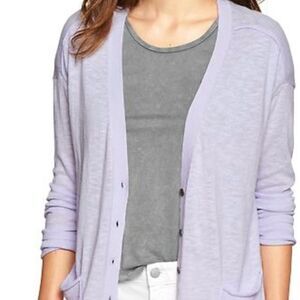 GAP Womens Lavender Slouchy Layering Button-Up Cardigan Sweater Size Extra Small